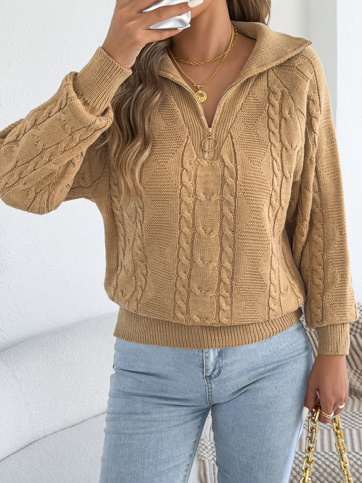 Mevira - Lantern-Sleeve Knit Pullover Sweater