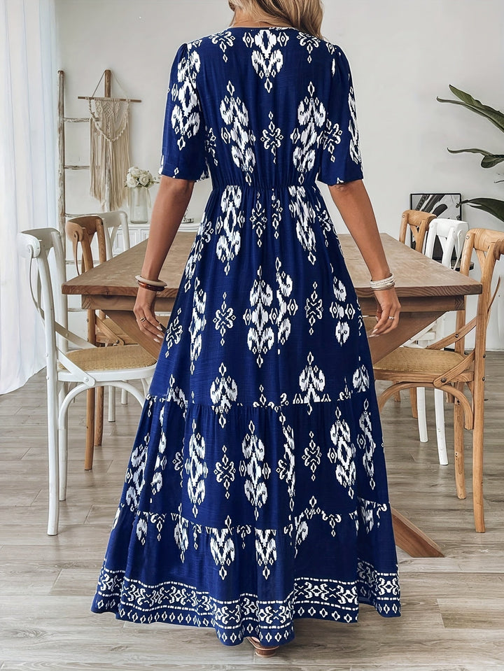 Nalira - V-Neck Printed Maxi Dress