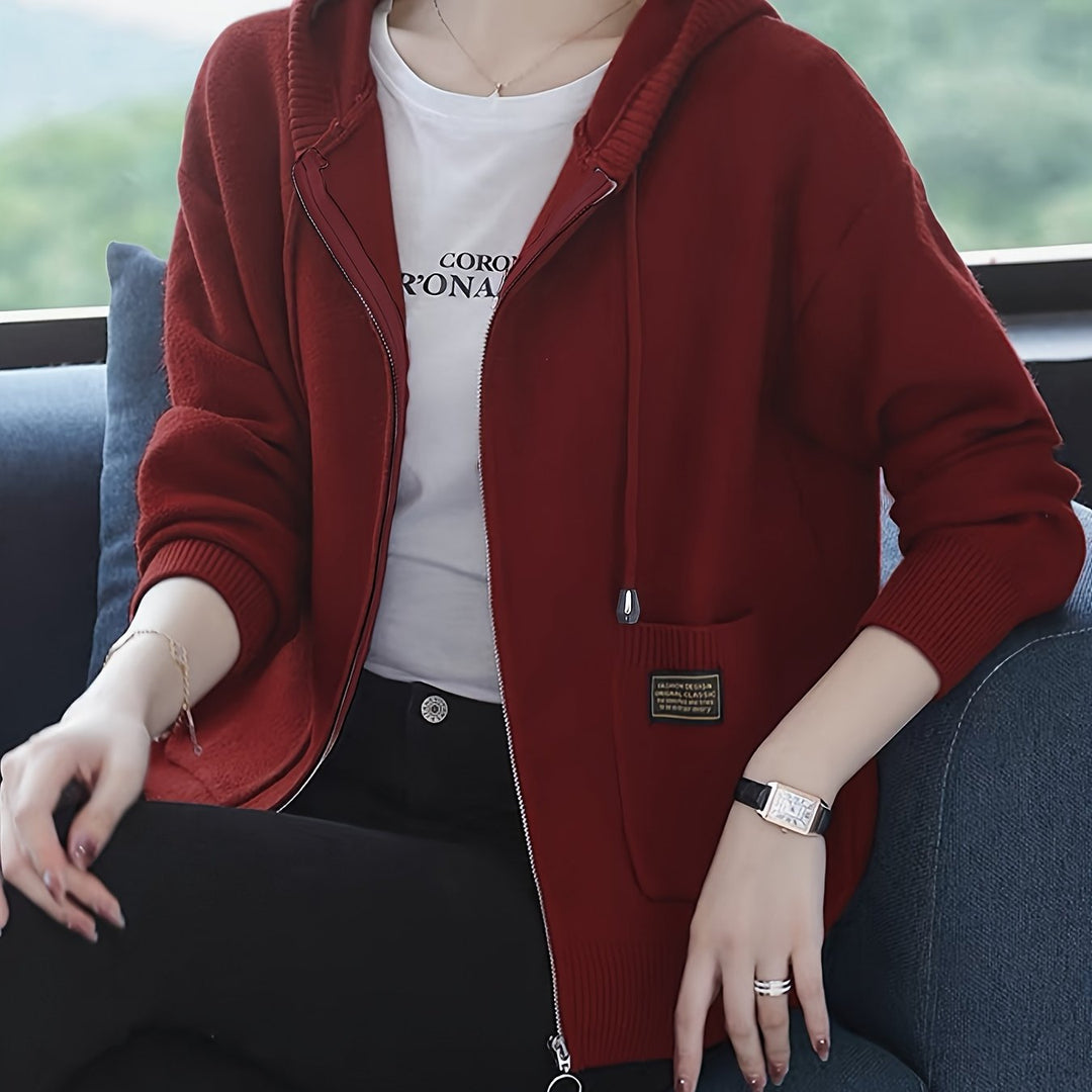 Rilena - Drawstring Hood Viscose Knit Cardigan
