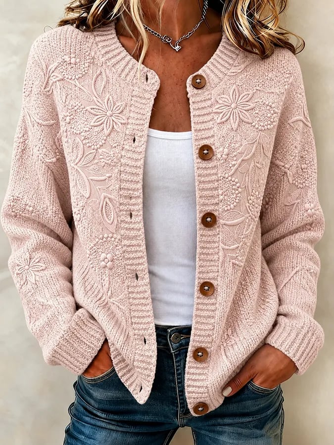 Solira - Maple Leaf Print Fine-Gauge Knit Cardigan