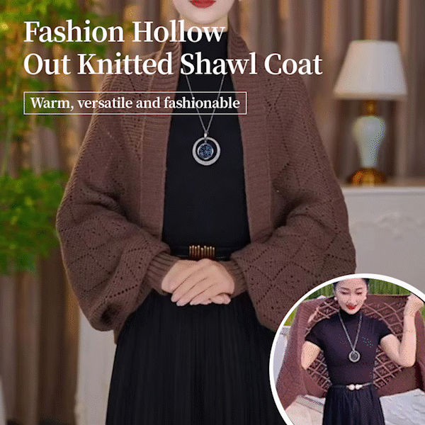 Eryla - Pointelle Knit Shawl Cardigan