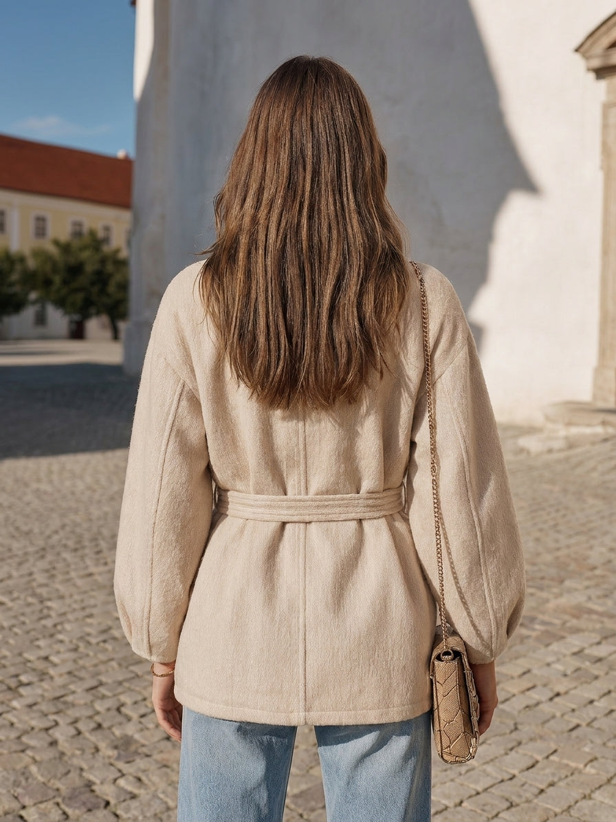 Ivenna - Stand Collar Wool-Blend Jacket
