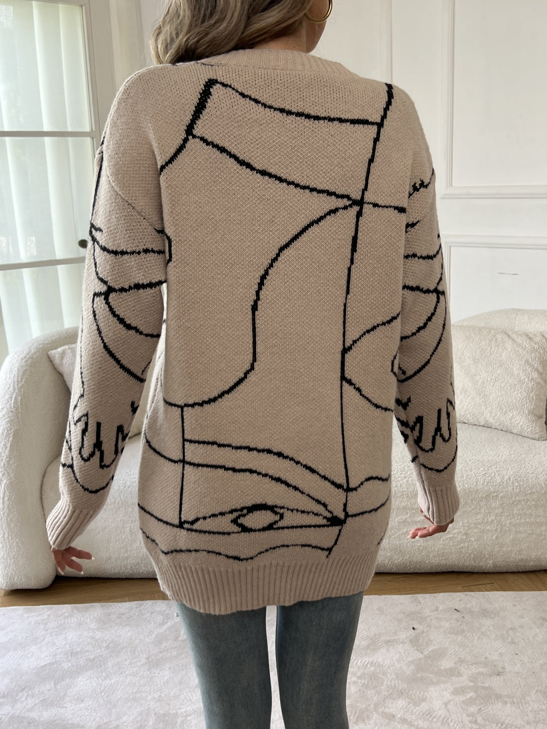 Nivara - Geometric Pattern Knit Sweater