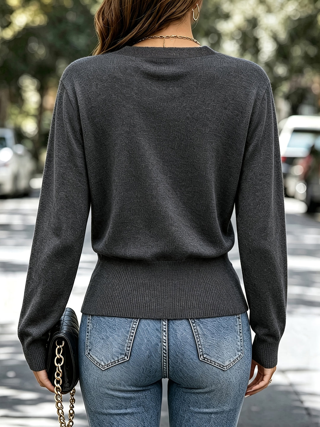Calira - Cross-Neck Knit Pullover