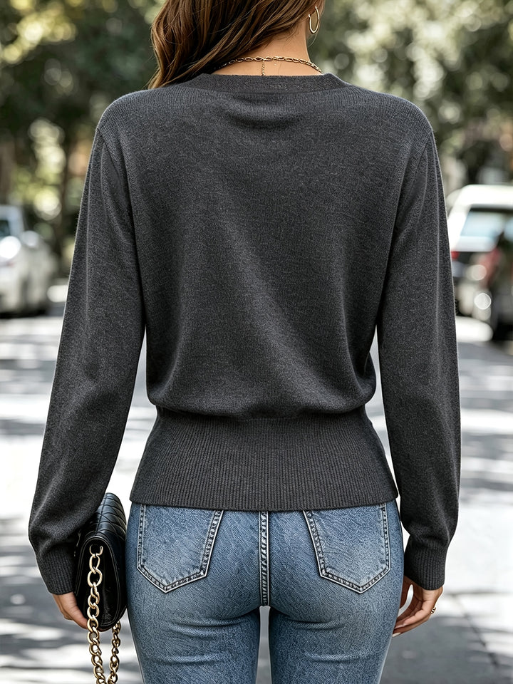 Calira - Cross-Neck Knit Pullover