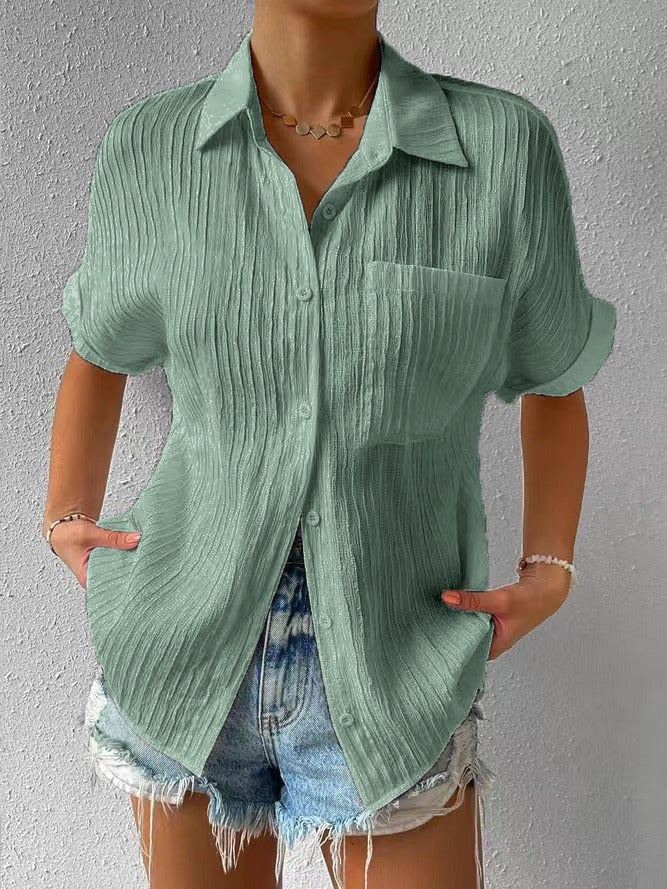 Navira - Shirt Collar Cotton-Blend Blouse