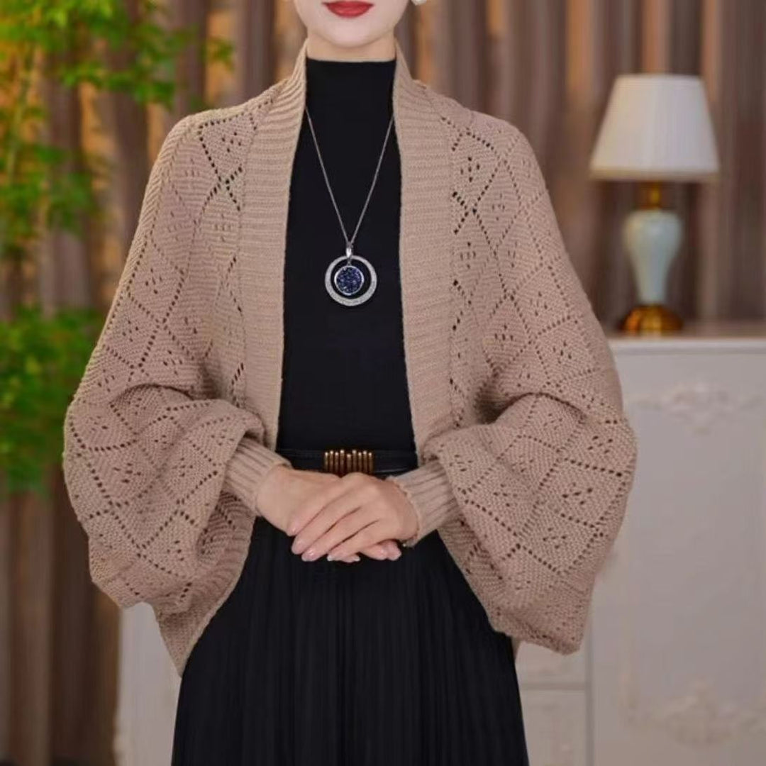Eryla - Pointelle Knit Shawl Cardigan