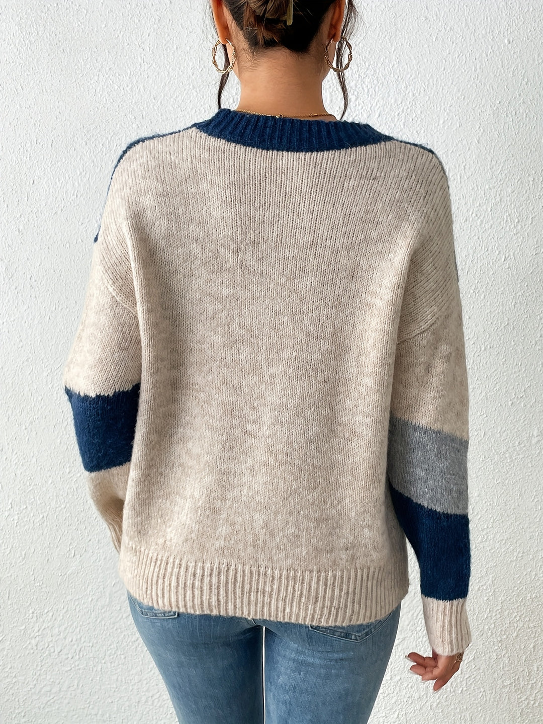 Luniva - Spliced Color-Block Knit Pullover