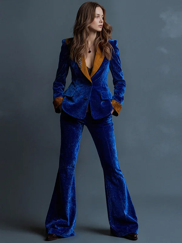 Kelira - Colour-Blocked Velvet Suit