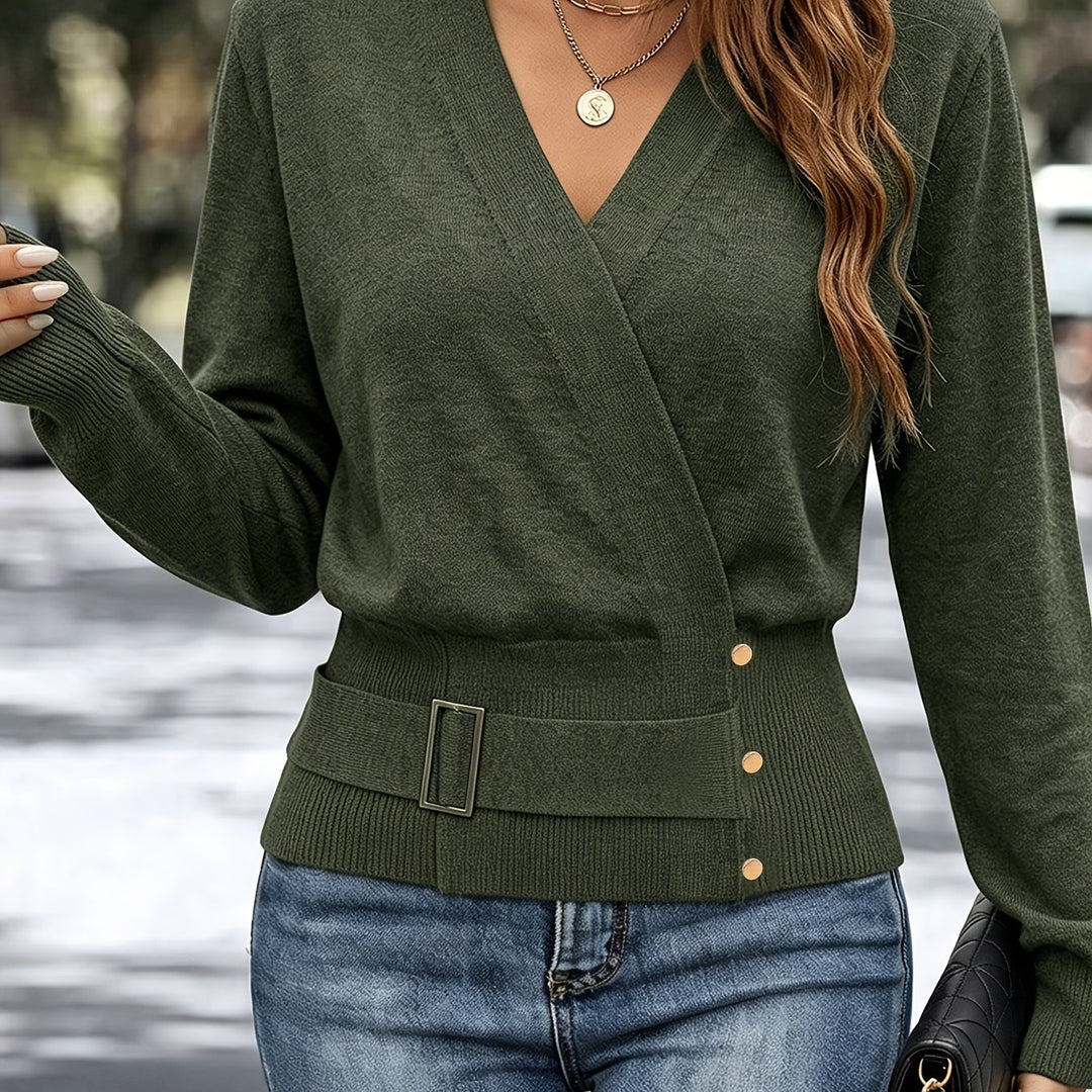 Calira - Cross-Neck Knit Pullover