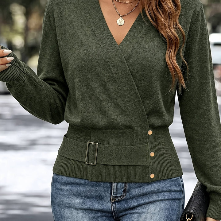 Calira - Cross-Neck Knit Pullover