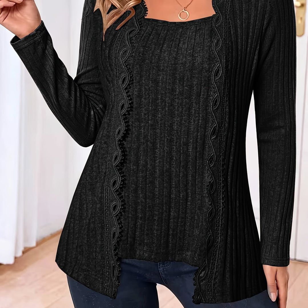 Zirela - Layered Look Stretch Knit Top