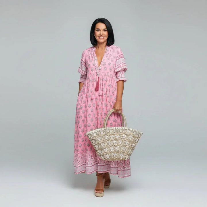 Sorali - Tassel Tie-Neck Midi Dress