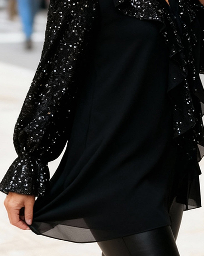 Noreli - Ruffle Collar Woven Blouse