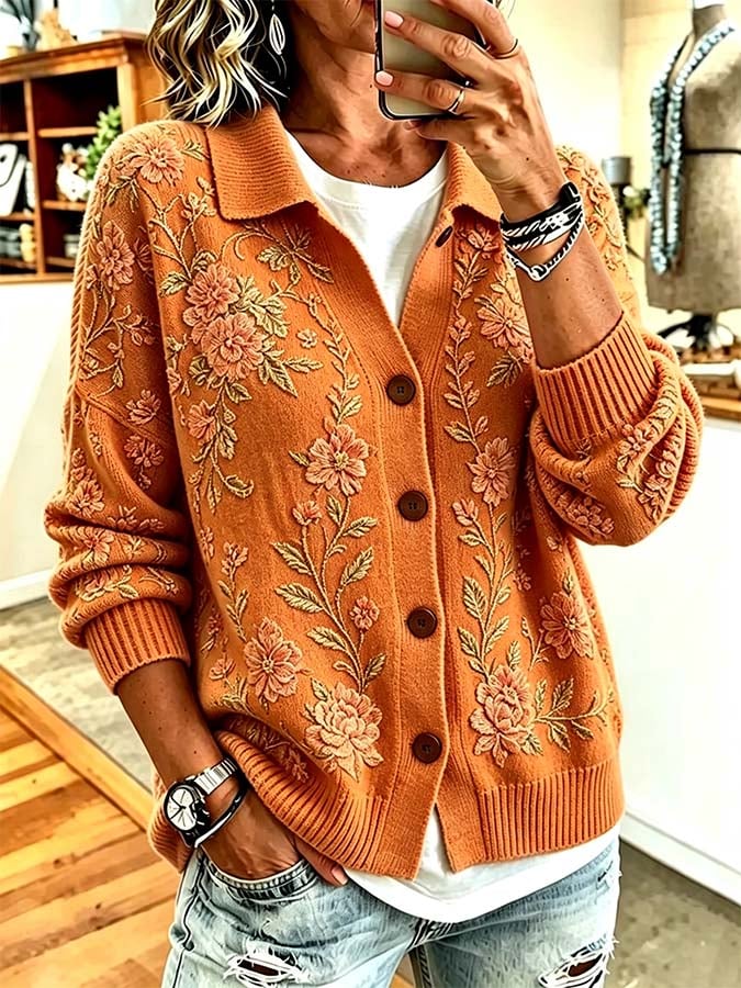 Avyra - Printed Knit Cardigan