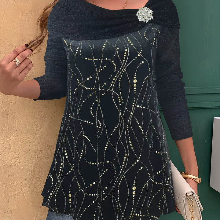 Avenya - Foil Lapel Knit Pullover Set