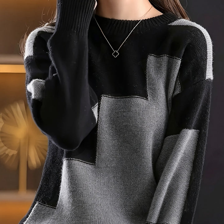 Novira - Colour Block Knit Pullover Sweater