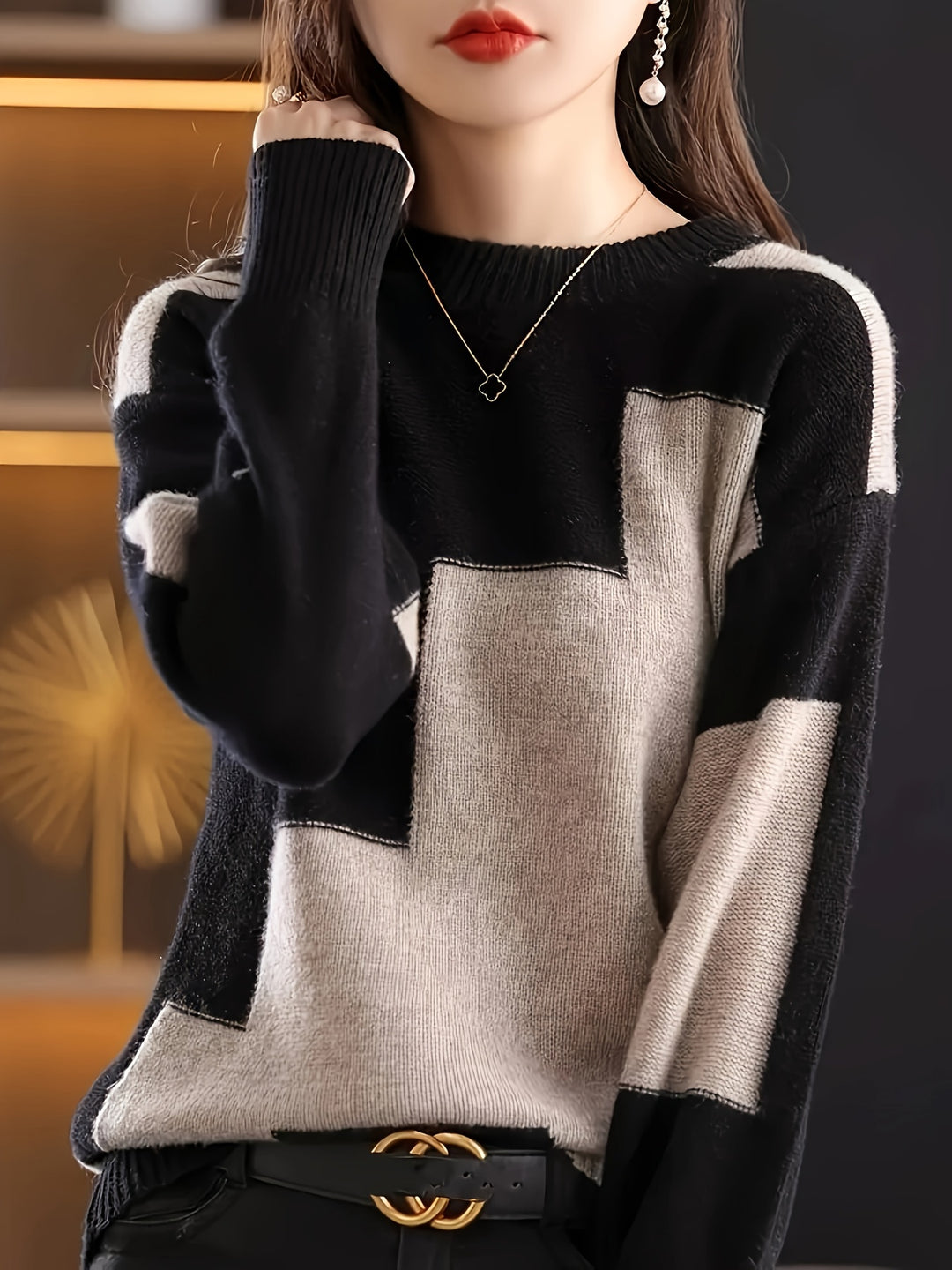 Neriva - Colour-Block Knit Pullover