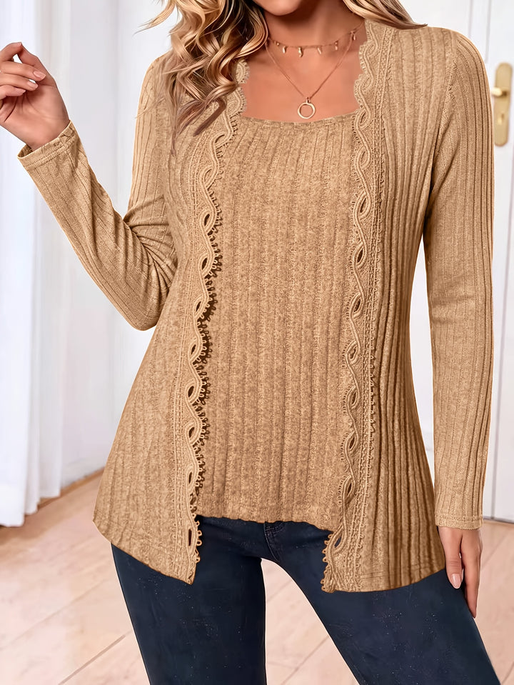 Zirela - Layered Look Stretch Knit Top