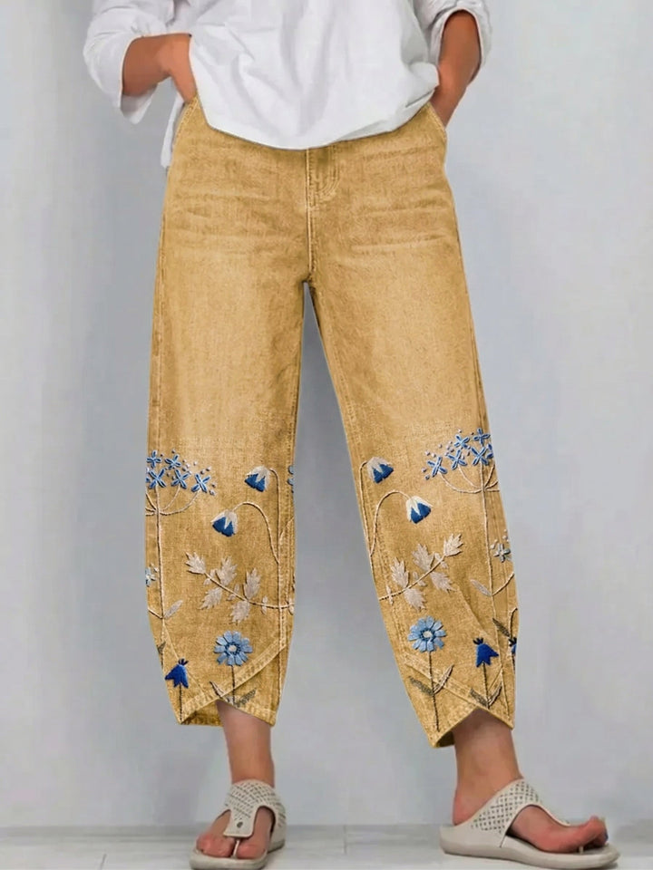 Anvera - Embroidered Cotton Trousers