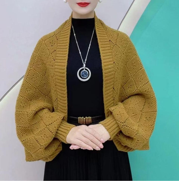 Eryla - Pointelle Knit Shawl Cardigan