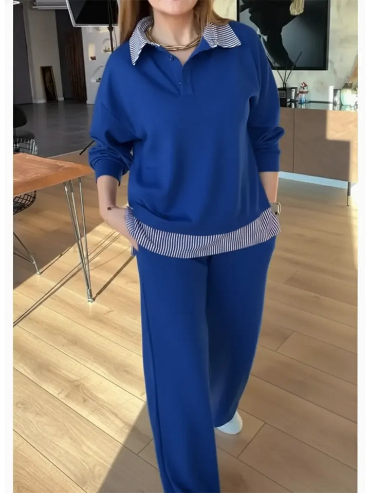 Velani - Patchwork Cotton Sweatshirt And Trousers Set