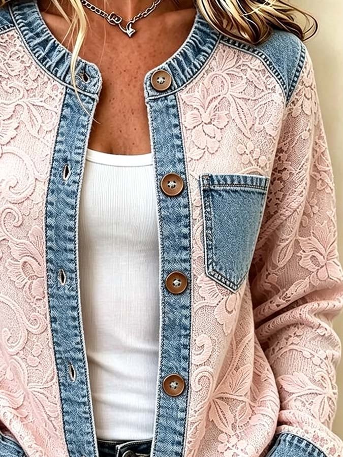 Kelira - Maple Leaf Print Sweater Knit Cardigan
