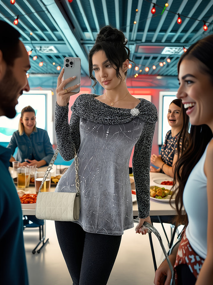 Avenya - Foil Lapel Knit Pullover Set