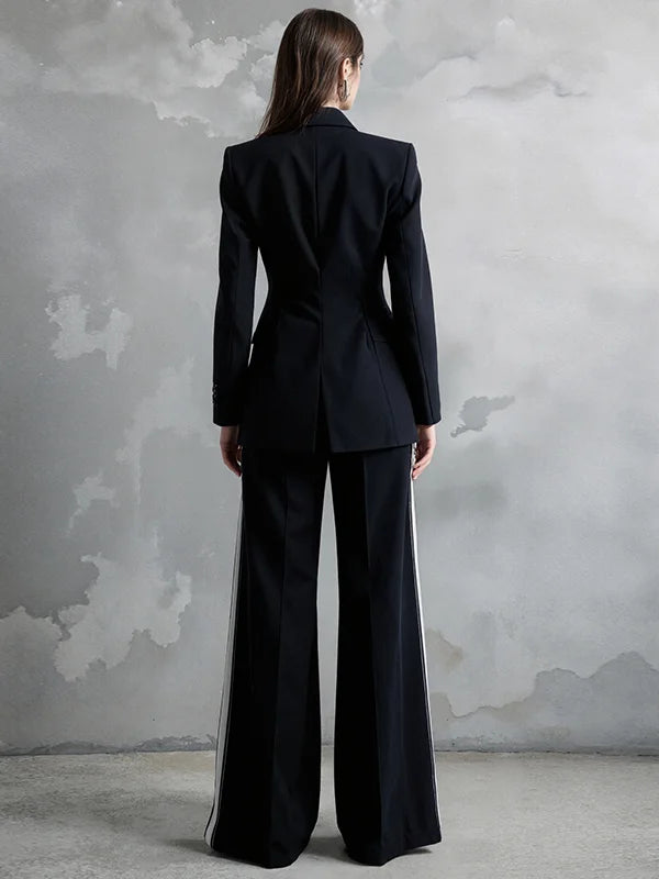 Vesara - Contrast Lapel Velvet Collar Suit