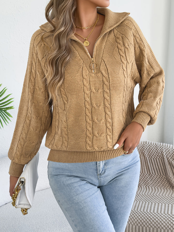 Mevira - Lantern-Sleeve Knit Pullover Sweater