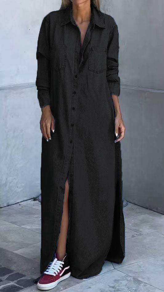 Zarelle - Flap Pocket Denim Dress
