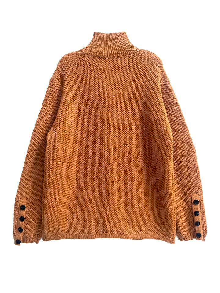 Vesara - High-Neck Knit Cardigan