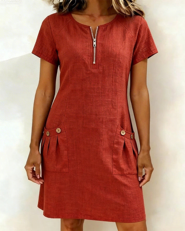 Renavi - A-Line Cotton-Linen Dress