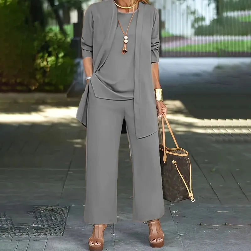 Kevara - Wide-Leg Suiting 3-Piece Set