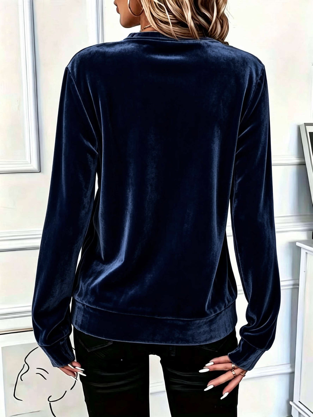 Mireva - Half-Zip Velour Top