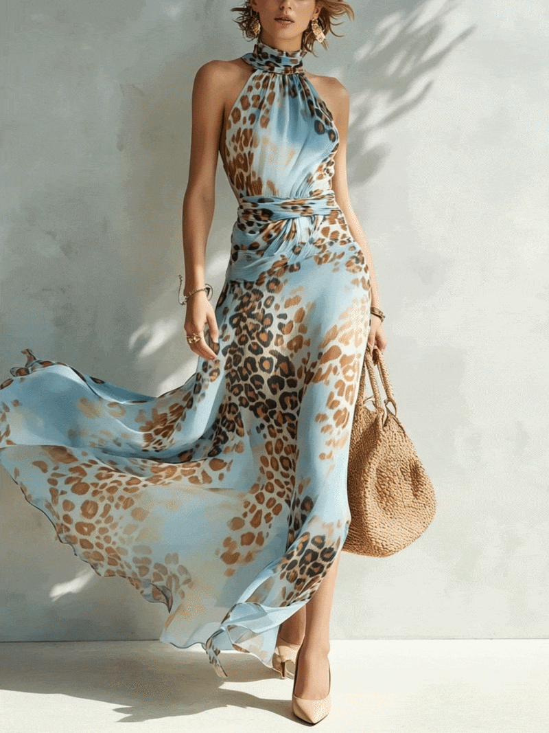 Calira - Halter Chiffon Maxi Dress