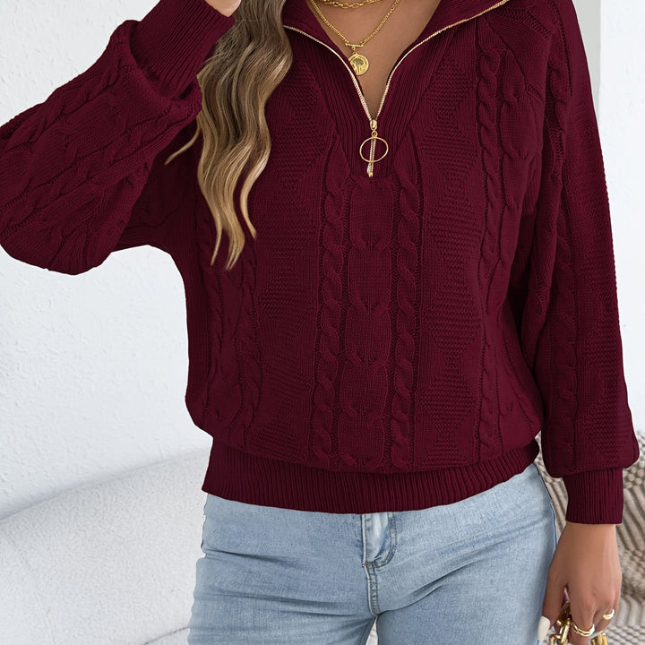 Mevira - Lantern-Sleeve Knit Pullover Sweater