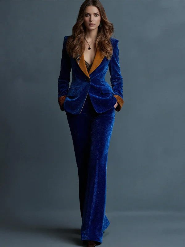 Kelira - Colour-Blocked Velvet Suit