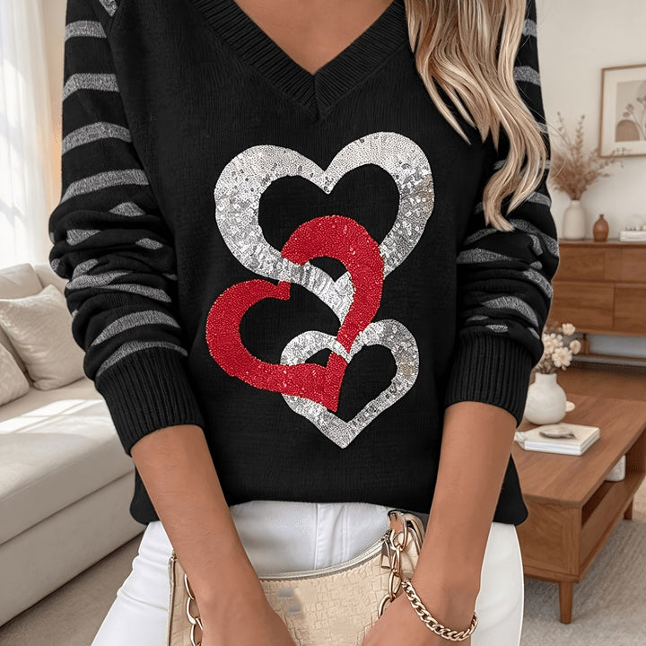 Velara - Sequin-Trim Knit Sweater