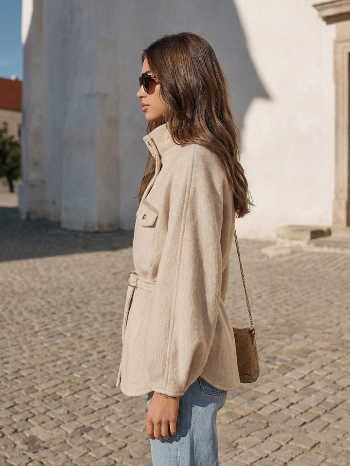 Ivenna - Stand Collar Wool-Blend Jacket