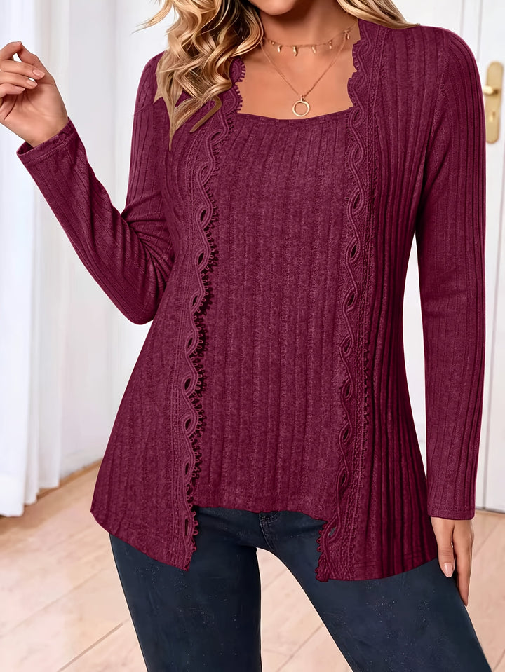 Zirela - Layered Look Stretch Knit Top