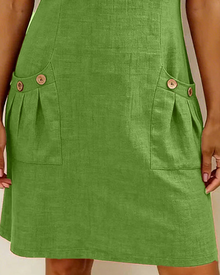 Renavi - A-Line Cotton-Linen Dress