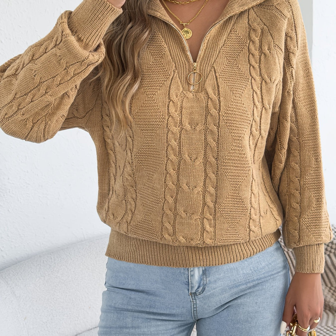 Mevira - Lantern-Sleeve Knit Pullover Sweater