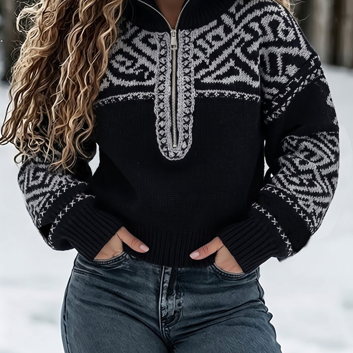 Calyne - Fair Isle Jacquard Knit Sweater