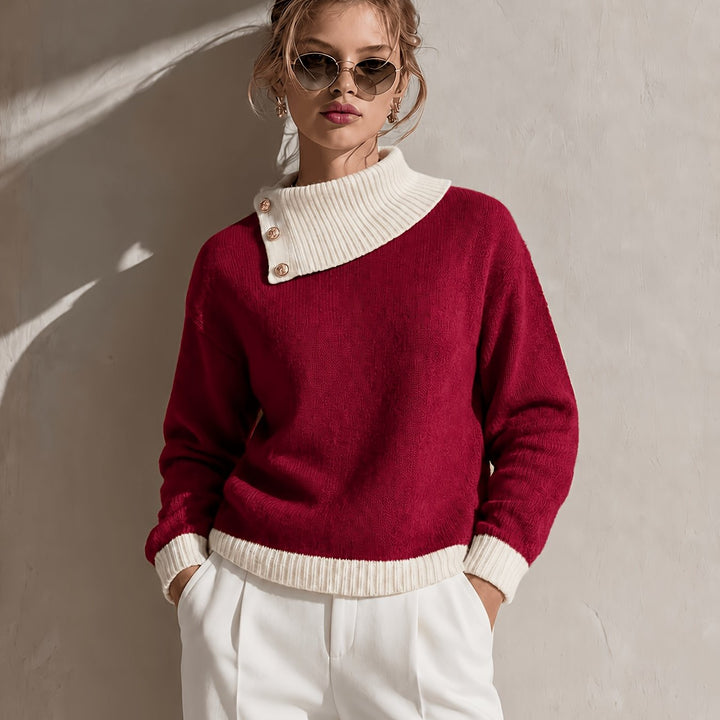 Calira - Asymmetric Neck Knit Sweater