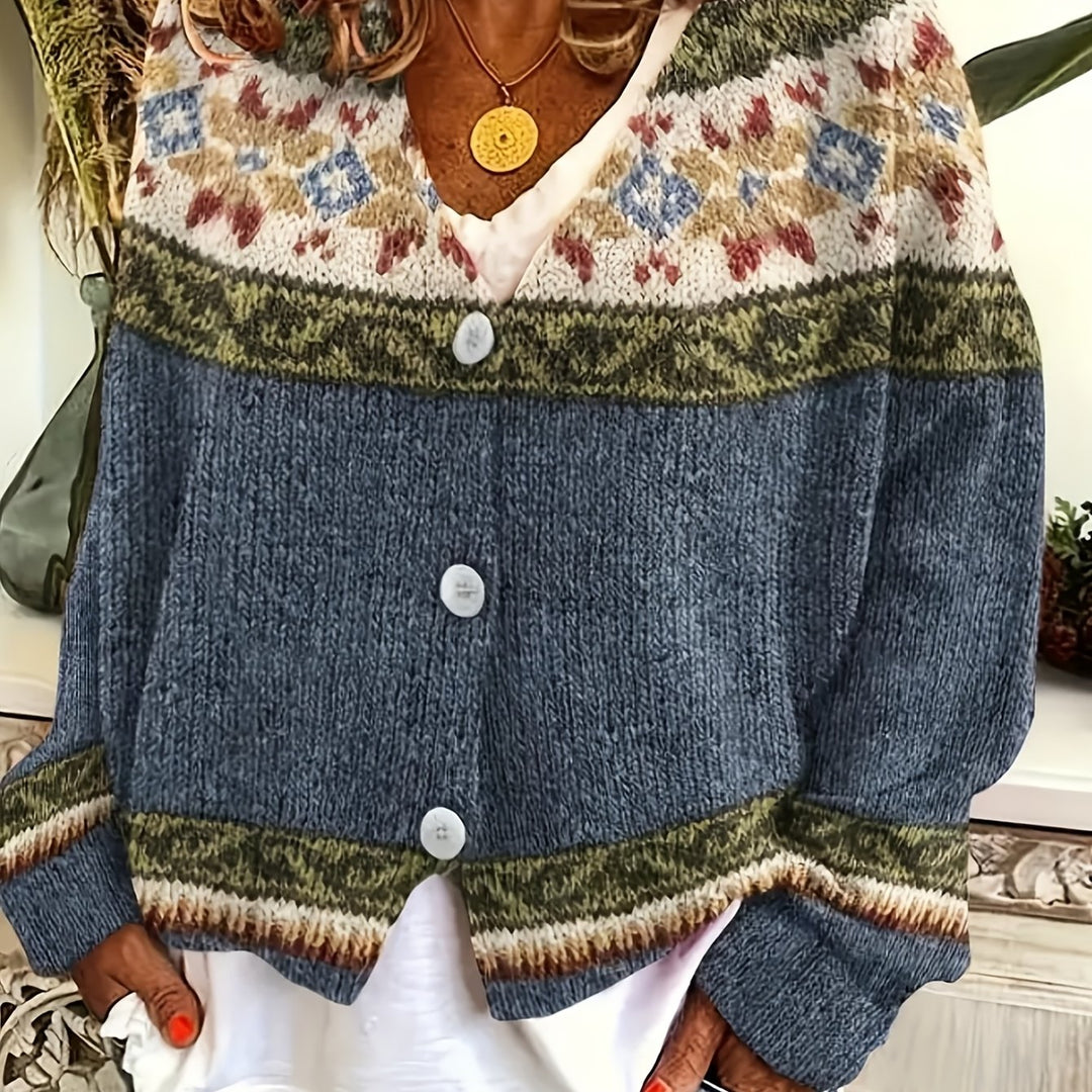 Mireva - Colour-Block Knit Cardigan