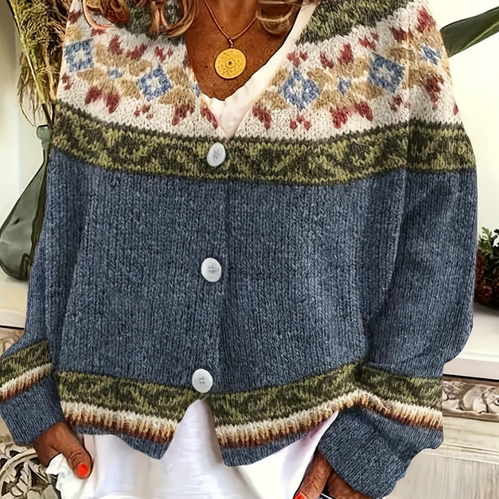 Mireva - Colour-Block Knit Cardigan