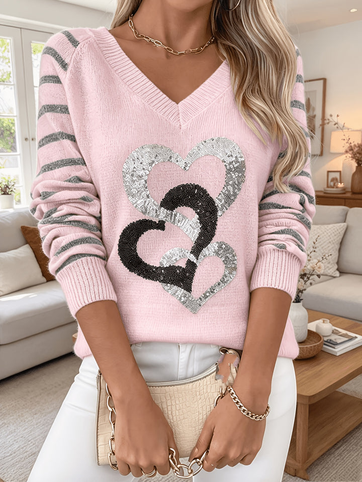 Velara - Sequin-Trim Knit Sweater