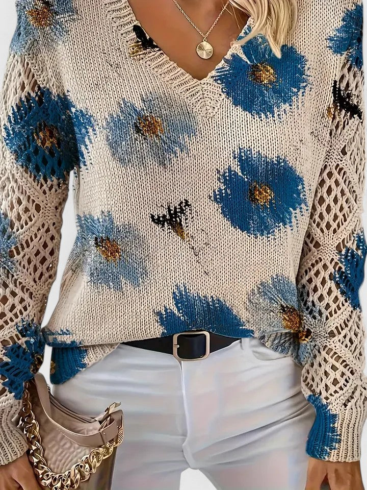 Rivena - V-Neck Fine-Gauge Sweater