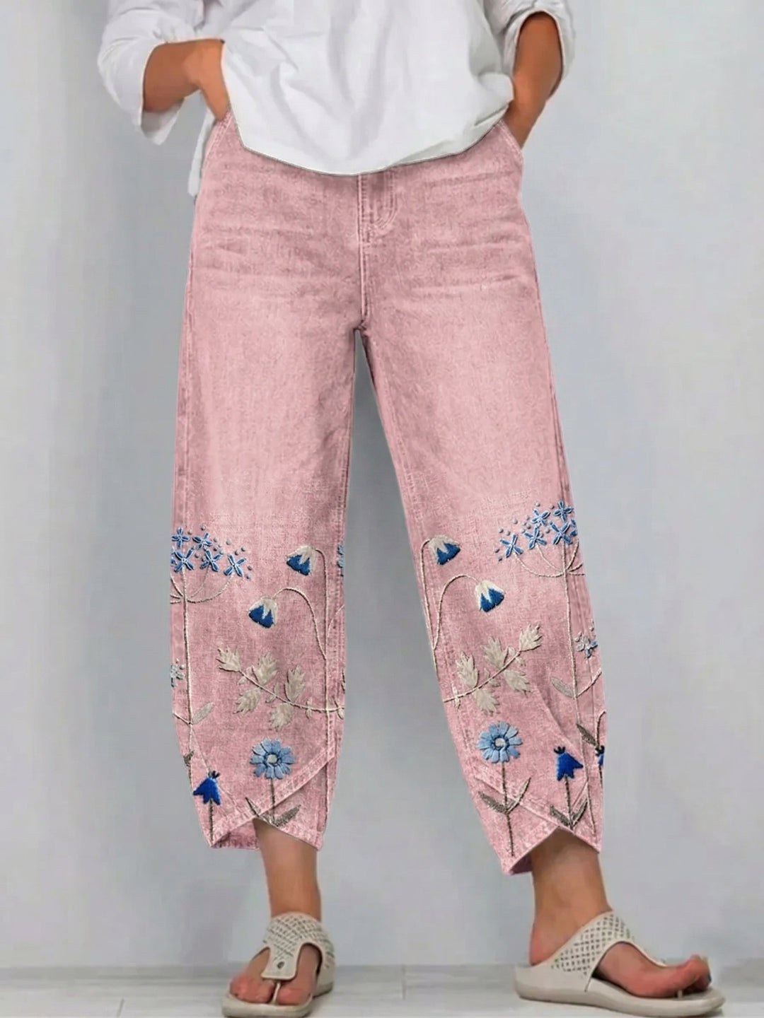 Anvera - Embroidered Cotton Trousers